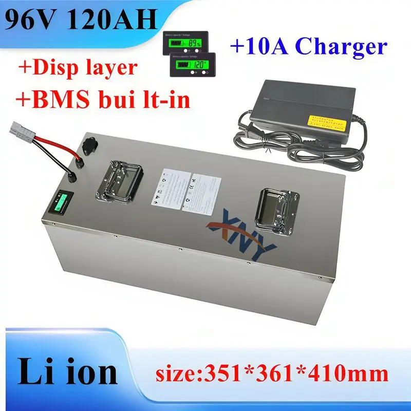 powerful 96V 120Ah Lithium ion battery pack with BMS 26S for motorcycle mortorhome golf cart tour car+10A Charger
powerful 96V 120Ah Lithium ion battery pack with BMS 26S for motorcycle mortorhome golf cart tour car+10A Charger
