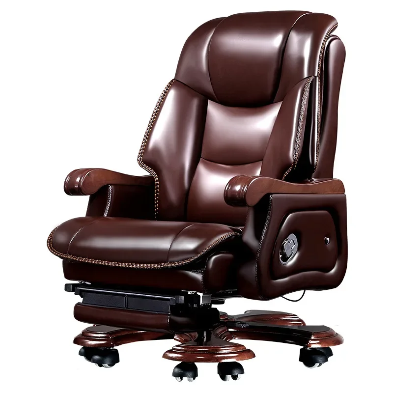 Business leather president office massage cowhide class chair solid wood reclining computer chair home
Business leather president office massage cowhide class chair solid wood reclining computer chair home