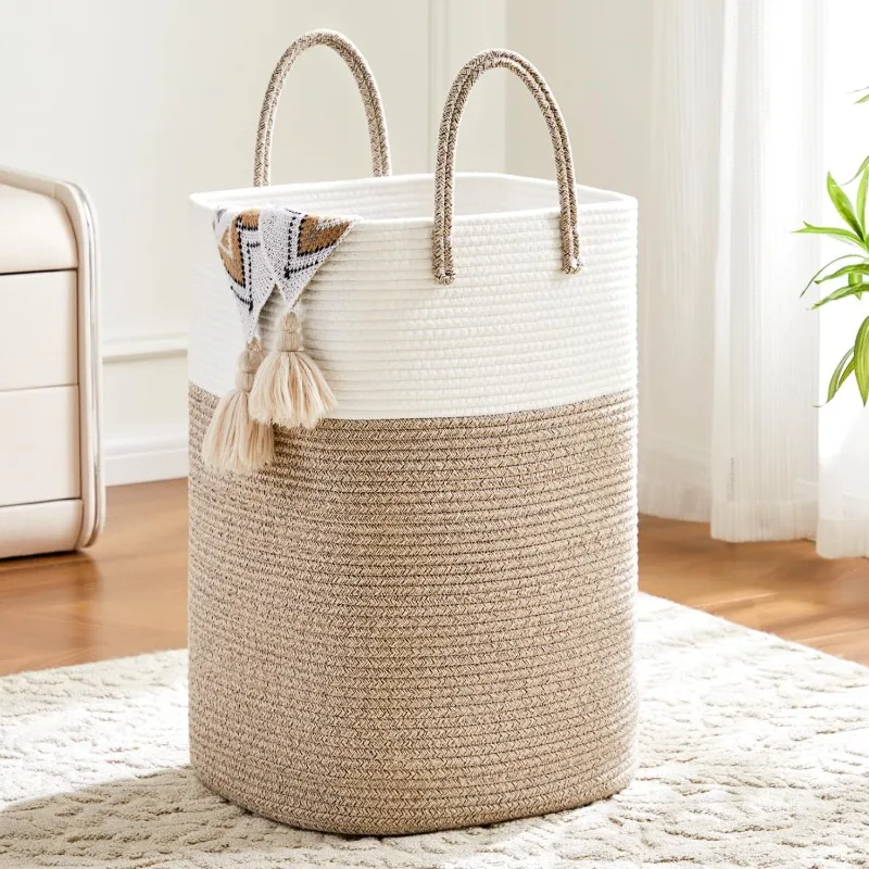 Laundry Basket,Woven Cotton Rope Laundry Hamper Sorters,60L Versatile Storage for Dirty Clothes,Baby Toys,and Blankets ind
Laundry Basket,Woven Cotton Rope Laundry Hamper Sorters,60L Versatile Storage for Dirty Clothes,Baby Toys,and Blankets ind