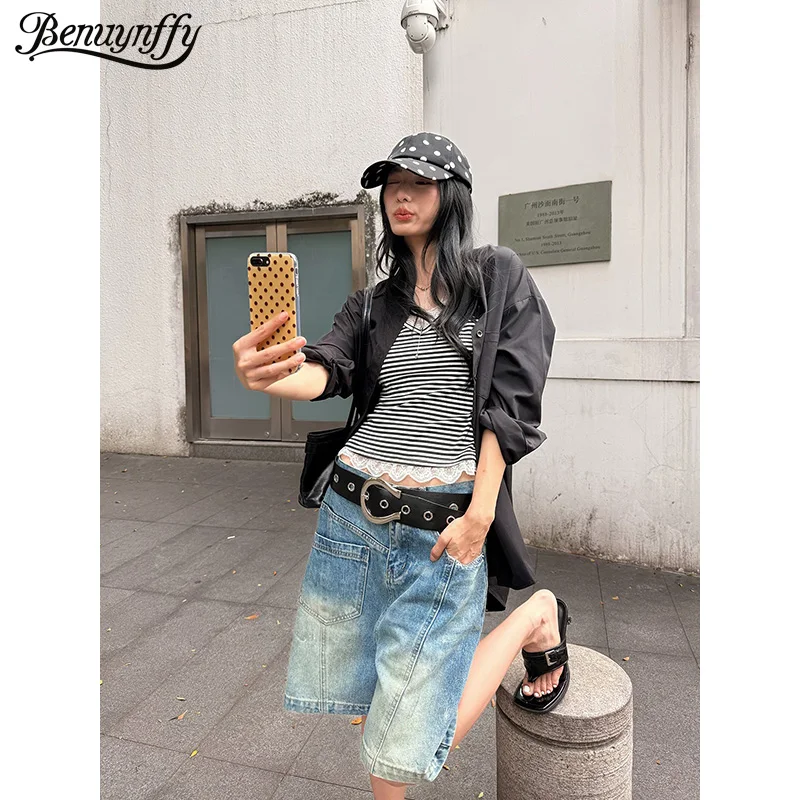 Benuynffy American Vintage Front Pocket Washed Denim Shorts Women 2026 Summer New Y2k Streetwear Do Old Wide Leg Half Pants
Benuynffy American Vintage Front Pocket Washed Denim Shorts Women 2026 Summer New Y2k Streetwear Do Old Wide Leg Half Pants