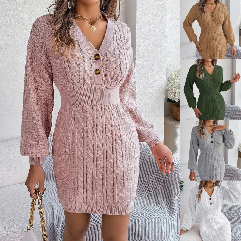 Knitted Dress V-Neck Long Sleeved Elegant Fashion Design Simple All-match Vintage Casual Streetwear Chic A-line Dresses
Knitted Dress V-Neck Long Sleeved Elegant Fashion Design Simple All-match Vintage Casual Streetwear Chic A-line Dresses
