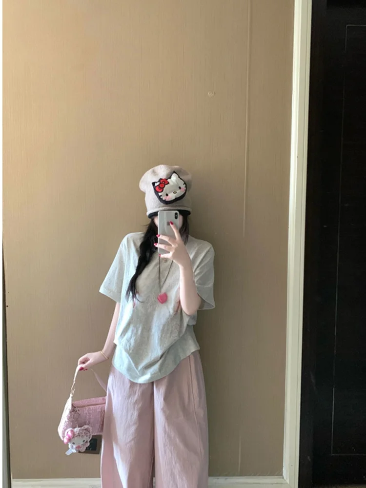 Kit Patchwork Embroidered ort Sve T-irt Women's Loose Slimming Summer Casual Cotton Top f Sve Design
Kit Patchwork Embroidered ort Sve T-irt Women's Loose Slimming Summer Casual Cotton Top f Sve Design