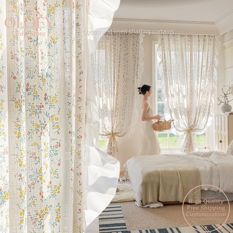French Style Floral Cotton Linen Sheer Curtains for Living Room Bedroom Ruffled Girl Style Window Netting Curtain Skirt Drapes
French Style Floral Cotton Linen Sheer Curtains for Living Room Bedroom Ruffled Girl Style Window Netting Curtain Skirt Drapes