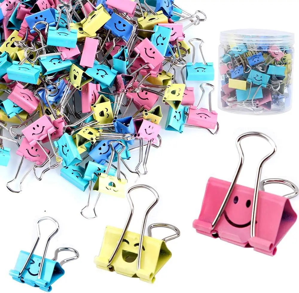80 Pack Cute Smiling Face Binder Clips, Assorted Sizes and Colors for Office, School, Home Use
80 Pack Cute Smiling Face Binder Clips, Assorted Sizes and Colors for Office, School, Home Use