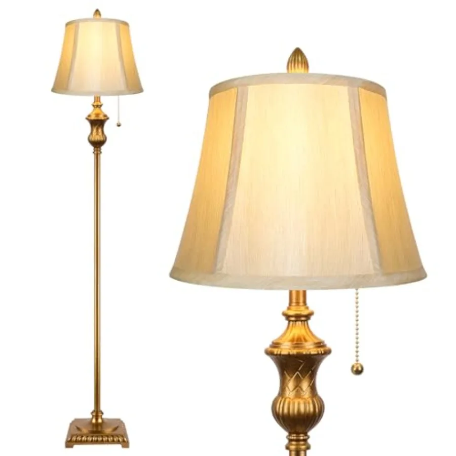 Vintage Floor Lamp for Living Room, Traditional Mid-century Floor Lamp with Elegant Silk Fabric Lampshade, 64inch Tall Standing
Vintage Floor Lamp for Living Room, Traditional Mid-century Floor Lamp with Elegant Silk Fabric Lampshade, 64inch Tall Standing