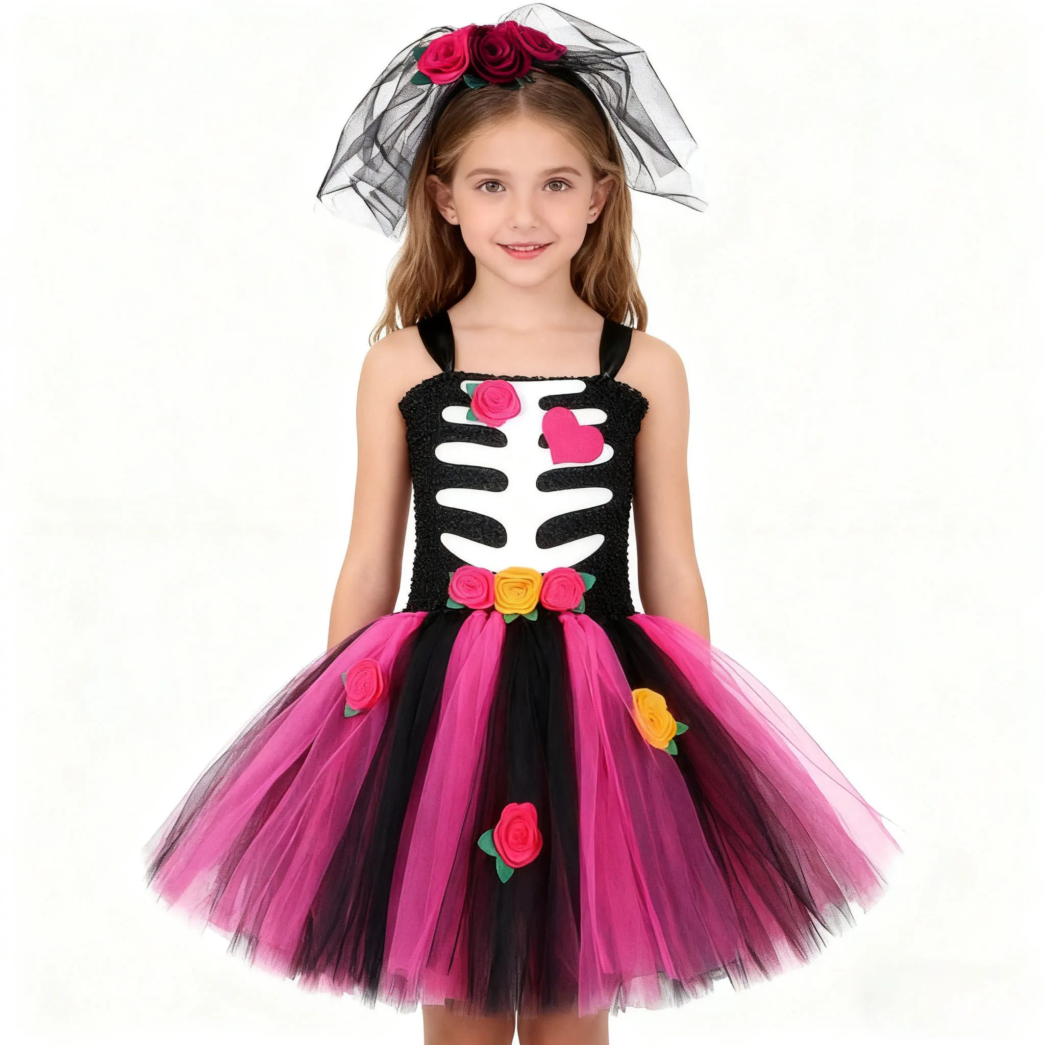 Halloween Girls Clothes Heart Print Skeleton Costumes Kids Corpse Bride Party Dress Up Outfit Mesh Flower Suspender Puffy Dress
Halloween Girls Clothes Heart Print Skeleton Costumes Kids Corpse Bride Party Dress Up Outfit Mesh Flower Suspender Puffy Dress