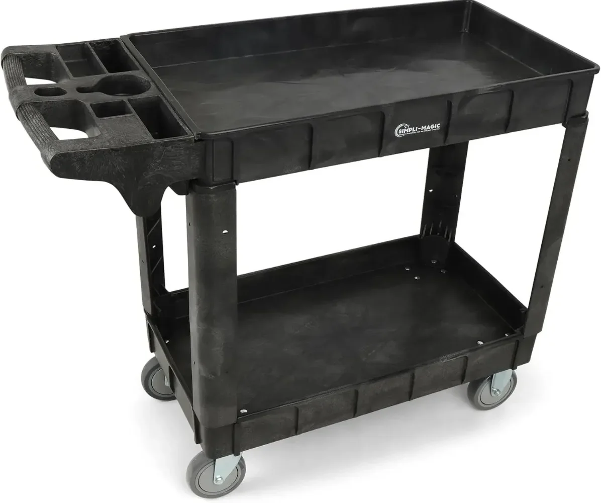 Rolling Utility Cart on Wheels, Heavy Duty with Ergonomic Handle, Deep Shelfs for Garage, Warehouse, Workshop, 600-Pound
Rolling Utility Cart on Wheels, Heavy Duty with Ergonomic Handle, Deep Shelfs for Garage, Warehouse, Workshop, 600-Pound