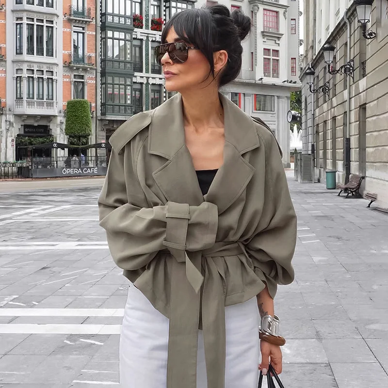 Talenza Fashion Lace Up Trench Autumn Vintage Women Lapel Patchwork Slim Short Jacket Elegant Commute Office Lady Jacket Trench 
Talenza Fashion Lace Up Trench Autumn Vintage Women Lapel Patchwork Slim Short Jacket Elegant Commute Office Lady Jacket Trench