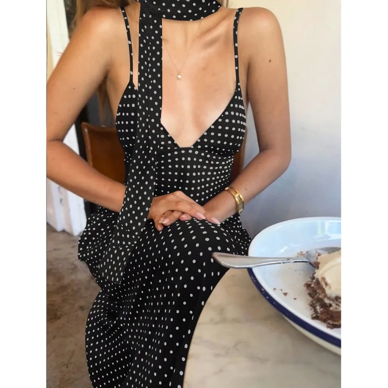Neckerchief Polka Point Women's Prom Dress Deep-V Neck Lace Up Bandage Gown Black High Waist Party Skirt New Arrival In Stock
Neckerchief Polka Point Women's Prom Dress Deep-V Neck Lace Up Bandage Gown Black High Waist Party Skirt New Arrival In Stock