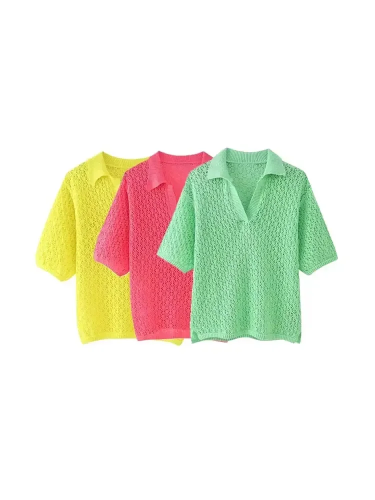 Женская мода Pointelle вязаный свободный свитер с воротником-поло с коротким рукавом женские пуловеры шикарные топы
Женская мода Pointelle вязаный свободный свитер с воротником-поло с коротким рукавом женские пуловеры шикарные топы