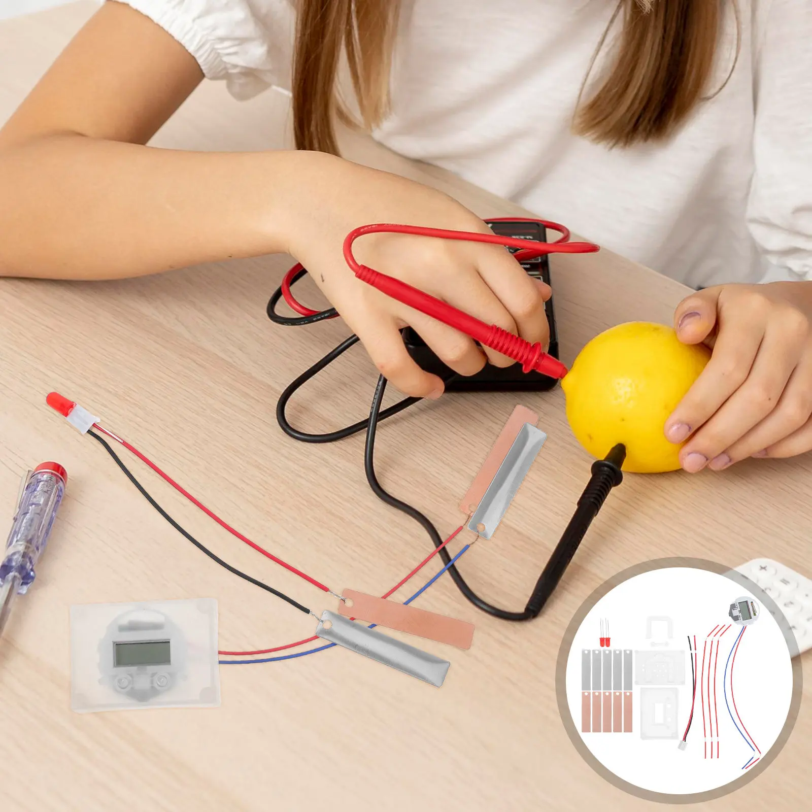 1Set Fruit Battery Experiment Kit Orange Potato Science Education Kit Hands-on Physics Learning Tool for Home Teaching
1Set Fruit Battery Experiment Kit Orange Potato Science Education Kit Hands-on Physics Learning Tool for Home Teaching