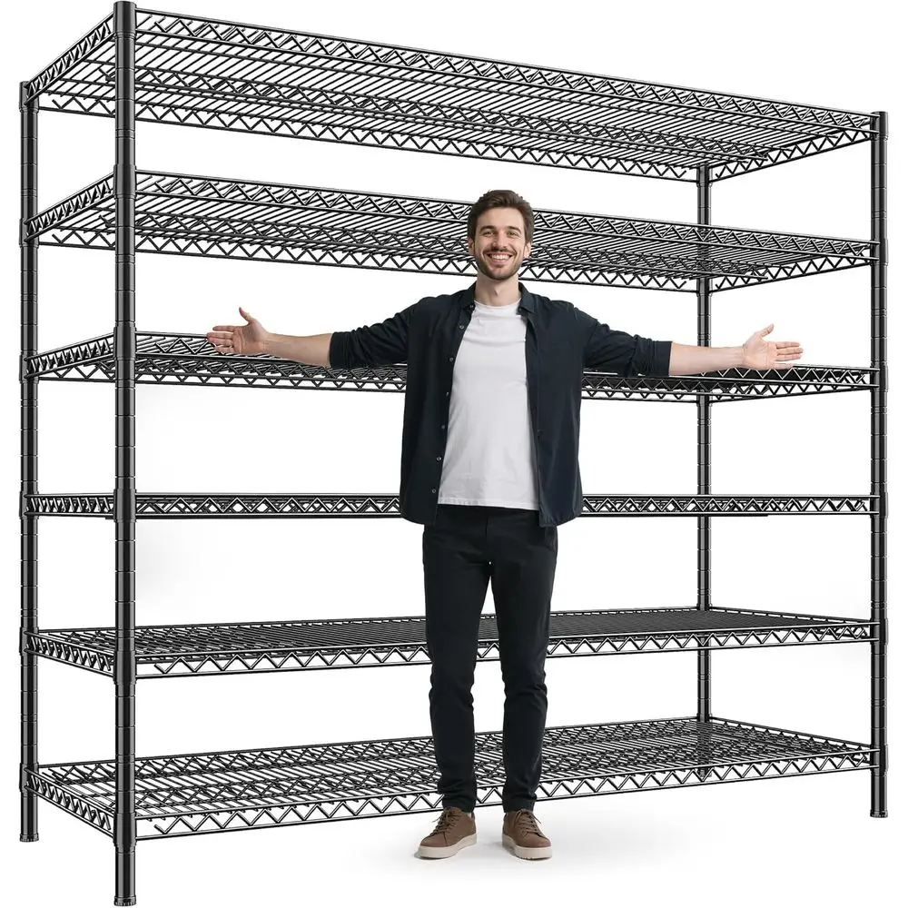 6-Tier Heavy-Duty Metal Storage Shelves - 83 H x 55.5 W x 18 D for Garage, Kitchen, Pantry
6-Tier Heavy-Duty Metal Storage Shelves - 83 H x 55.5 W x 18 D for Garage, Kitchen, Pantry