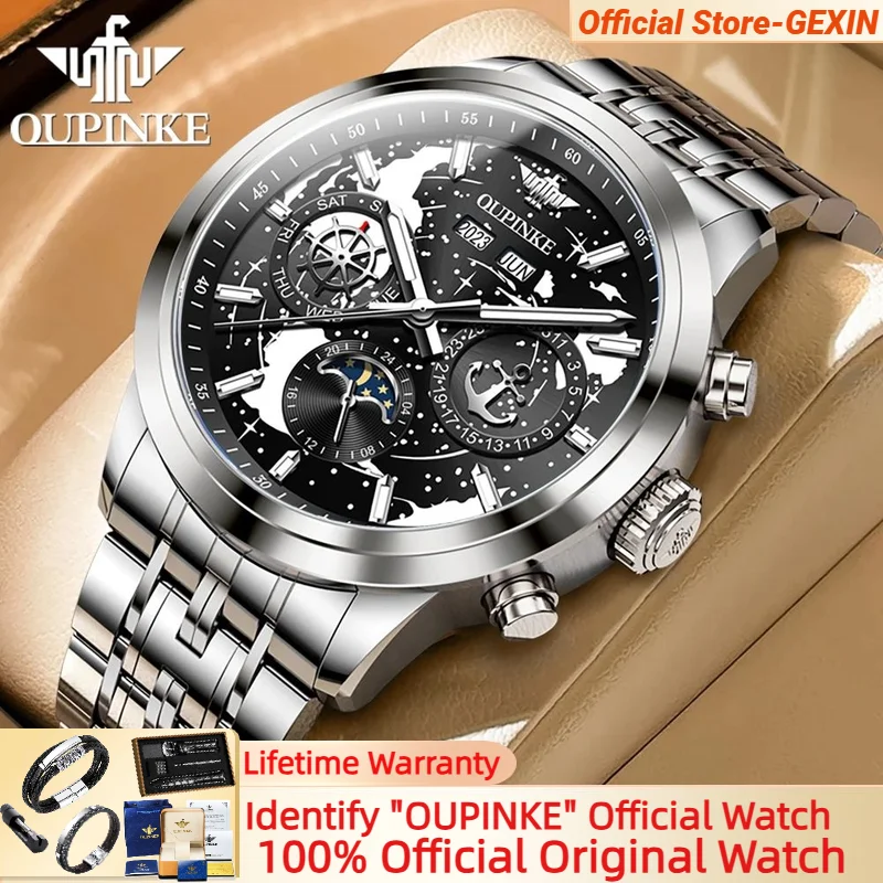 OUPINKE 3256 Men's Watch Starry Sky Dial Moon Phase Waterproof Luxury Brand Automatic Mechanical Watch
OUPINKE 3256 Men's Watch Starry Sky Dial Moon Phase Waterproof Luxury Brand Automatic Mechanical Watch