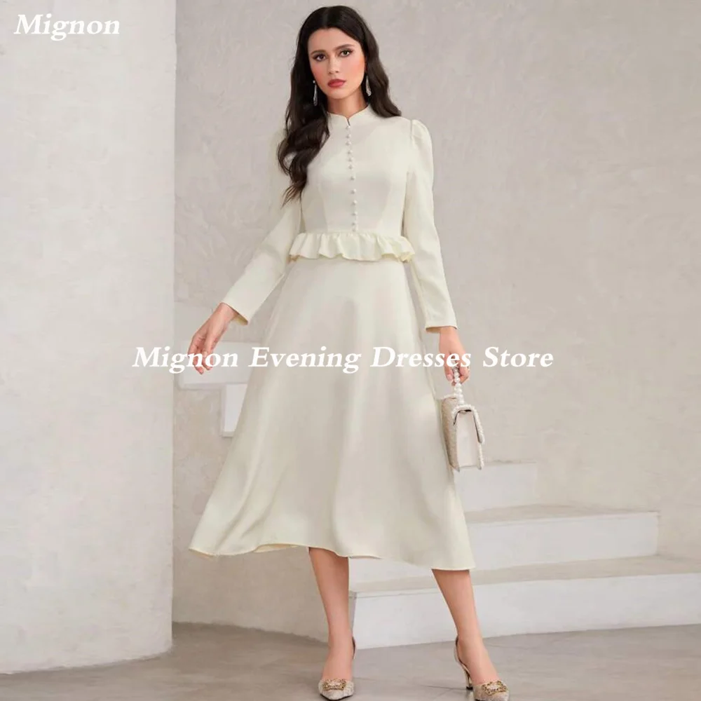Mignon Satin A-line O-neck Arab Popular Ruffle Prom Gown Tea-length Saudi Elegant Formal Evening Party Dress for Women 2023
Mignon Satin A-line O-neck Arab Popular Ruffle Prom Gown Tea-length Saudi Elegant Formal Evening Party Dress for Women 2023
