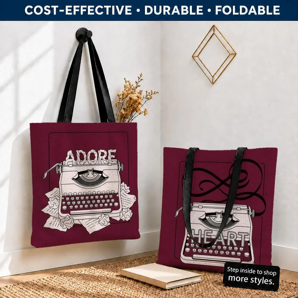 typewriter love letter art Storage Bags Polyester Canvas Tote Lightweight Foldable Reusable Shopping Bag Shoulder Straps
typewriter love letter art Storage Bags Polyester Canvas Tote Lightweight Foldable Reusable Shopping Bag Shoulder Straps