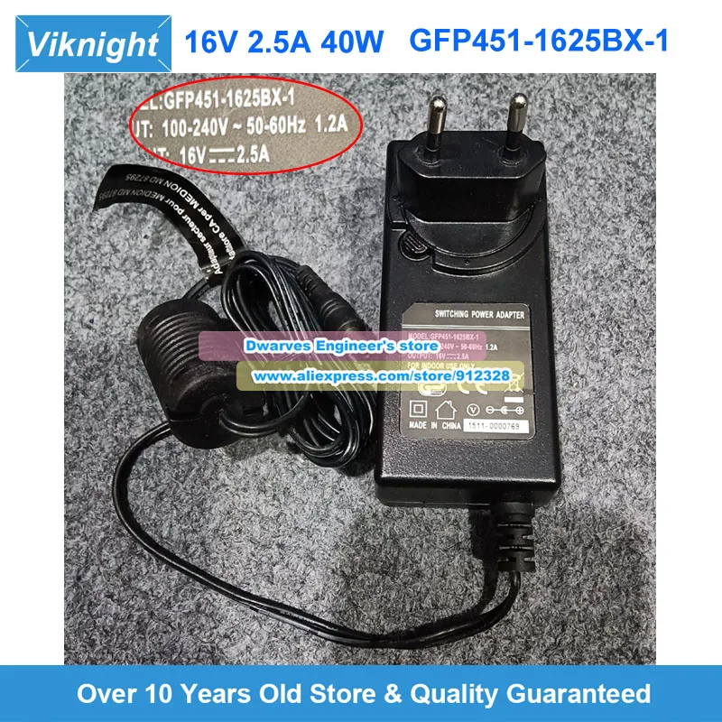 GFP451-1625BX-1 AC Adapter 16V 2.5A 40W for GME Power Supply EU Plug 4.8x1.7mm
GFP451-1625BX-1 AC Adapter 16V 2.5A 40W for GME Power Supply EU Plug 4.8x1.7mm
