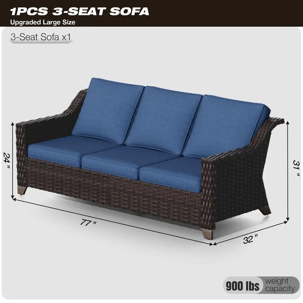 Patio Sofa 3 Seater Rattan Sofa, All Weather High Back Sofa, Upgraded Large Size with 4inch Seat Cushions for Backyard, Garden,
Patio Sofa 3 Seater Rattan Sofa, All Weather High Back Sofa, Upgraded Large Size with 4inch Seat Cushions for Backyard, Garden,