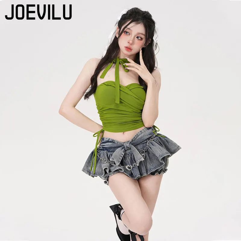 Denim Cake Skirt Set Babes Strap Drawstring Bra Top Bow Elastic Waist Slimming Mini Skirts 2 Piece Sets Women's Outfits Y2k Suit
Denim Cake Skirt Set Babes Strap Drawstring Bra Top Bow Elastic Waist Slimming Mini Skirts 2 Piece Sets Women's Outfits Y2k Suit