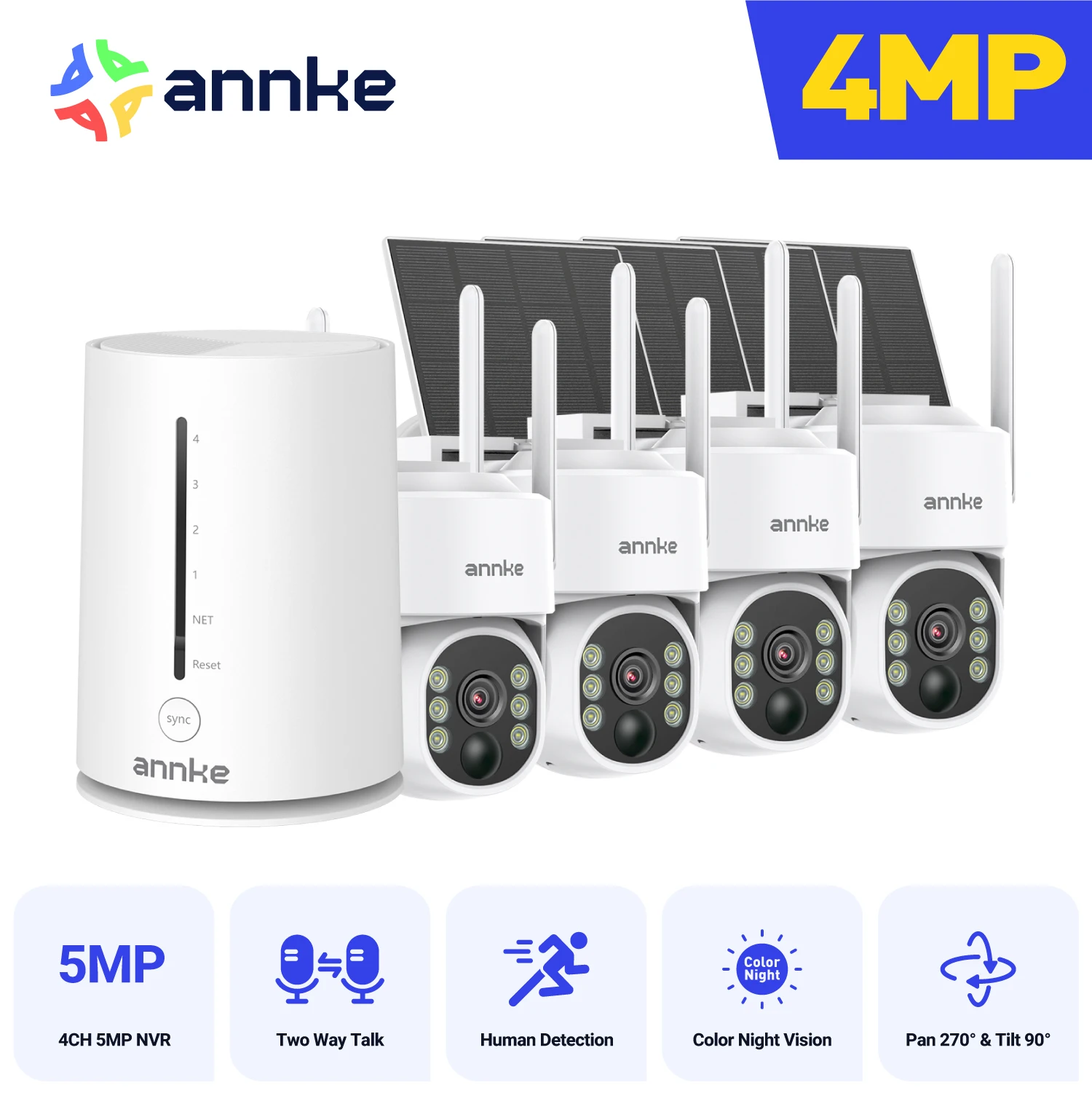 ANNKE 4MP 2K Wireless Home Camera System 2-Cam Kit Security System Solar Cameras Outdoor, PIR Human Detection Instant Alerts
ANNKE 4MP 2K Wireless Home Camera System 2-Cam Kit Security System Solar Cameras Outdoor, PIR Human Detection Instant Alerts