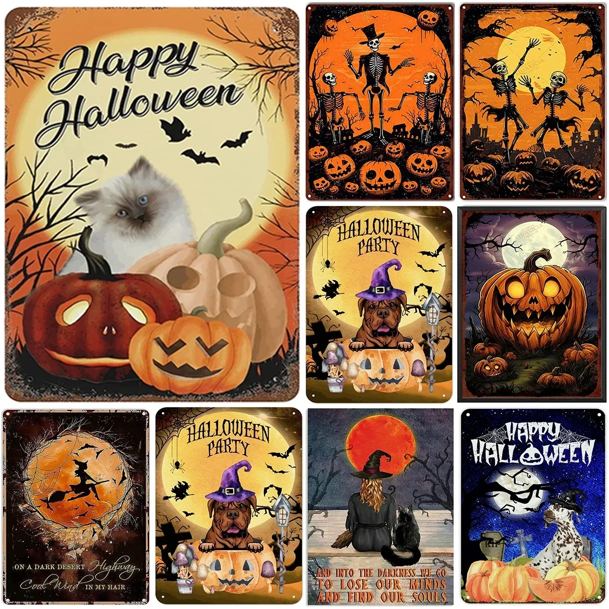 Happy Halloween Metal Tin Signs Plaque Wall Decoration Vintage Art Posters Iron Painting for Man Cave Home Cafe Garden Club Bar
Happy Halloween Metal Tin Signs Plaque Wall Decoration Vintage Art Posters Iron Painting for Man Cave Home Cafe Garden Club Bar