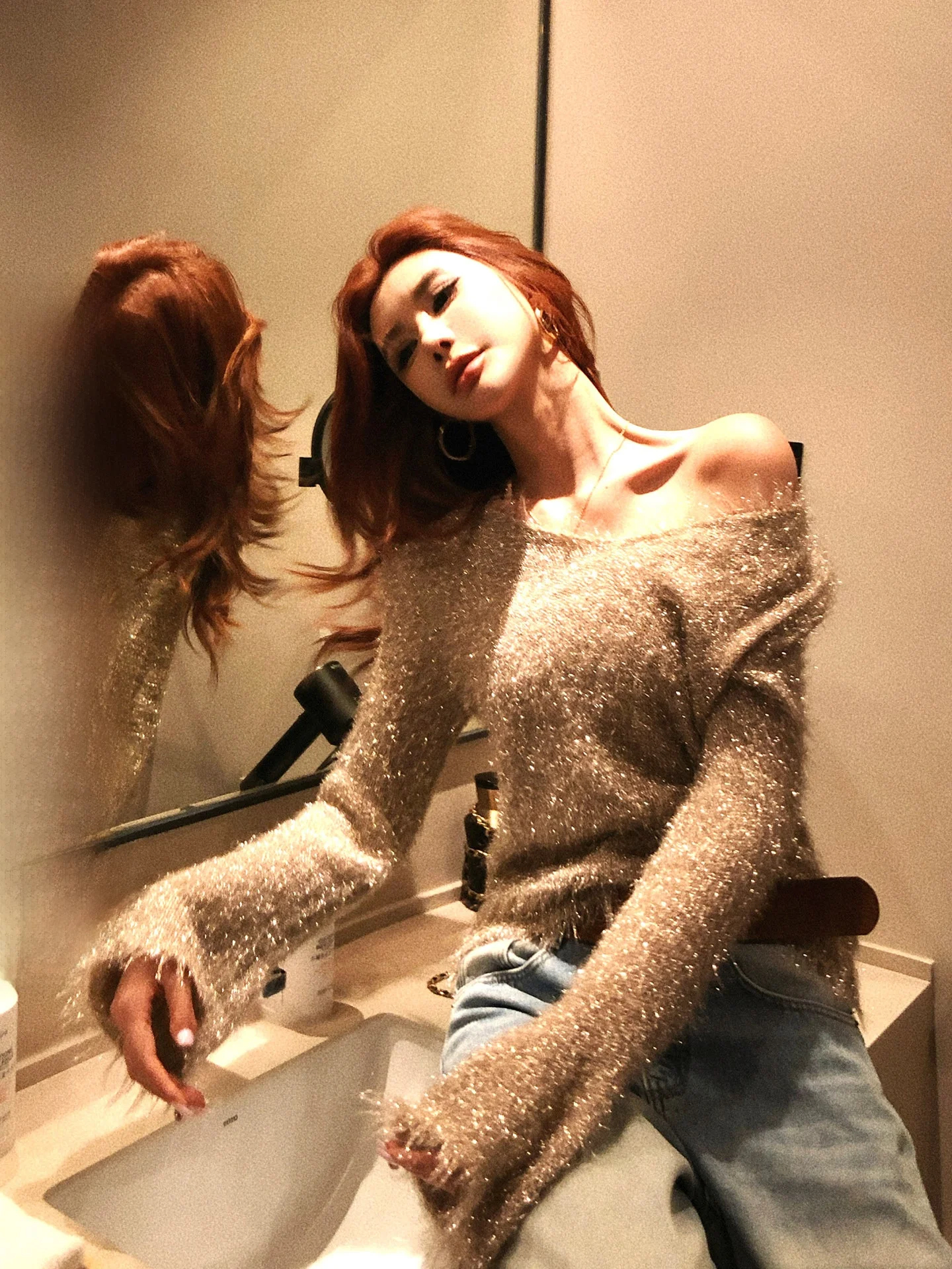 Трикотажный свитер Lililiwj из плотного нейлона с длинными рукавами, мягкий, с золотистой и серебристой нитью, с текстурой «соты», свободного кроя, надеваемый через голову
Трикотажный свитер Lililiwj из плотного нейлона с длинными рукавами, мягкий, с золотистой и серебристой нитью, с текстурой «соты», свободного кроя, надеваемый через голову