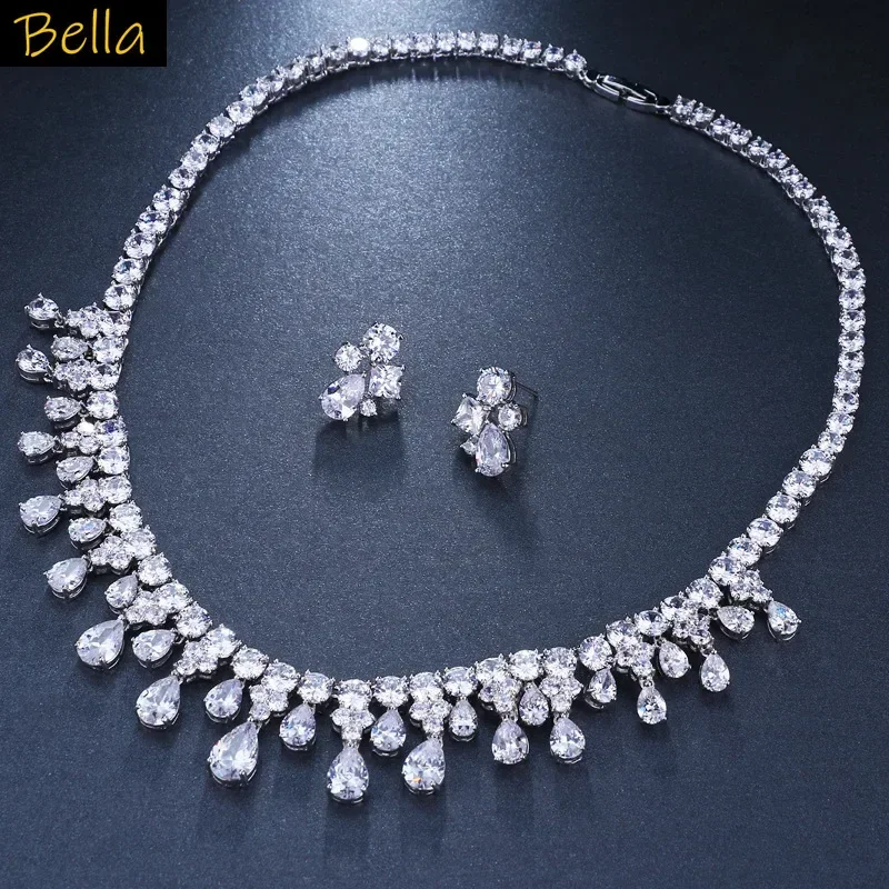 White Zircon Jewelry Sets Necklace Earrings Water Drop Dinner Party Luxury Jewelry Women Anniversary Gift
White Zircon Jewelry Sets Necklace Earrings Water Drop Dinner Party Luxury Jewelry Women Anniversary Gift