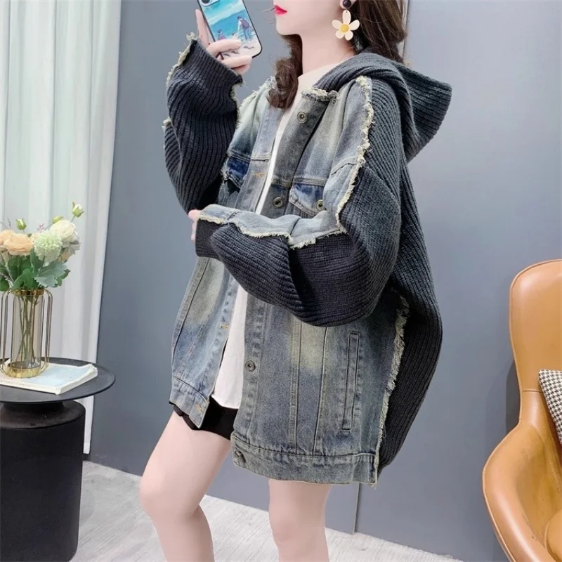 Loose Lazy Denim Patchwork Sweater Cardigan Women's 2025 Autumn And Winter New Retro Hooded Jacket Top Trend W39
Loose Lazy Denim Patchwork Sweater Cardigan Women's 2025 Autumn And Winter New Retro Hooded Jacket Top Trend W39