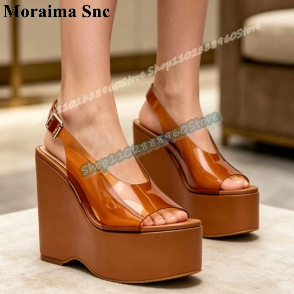 Slingback Brown PVC Platform Casual Sandals Wedges High Heel Shoes For Women Buckle Strap Open Toe Fashion Zapatos Para Mujer
Slingback Brown PVC Platform Casual Sandals Wedges High Heel Shoes For Women Buckle Strap Open Toe Fashion Zapatos Para Mujer