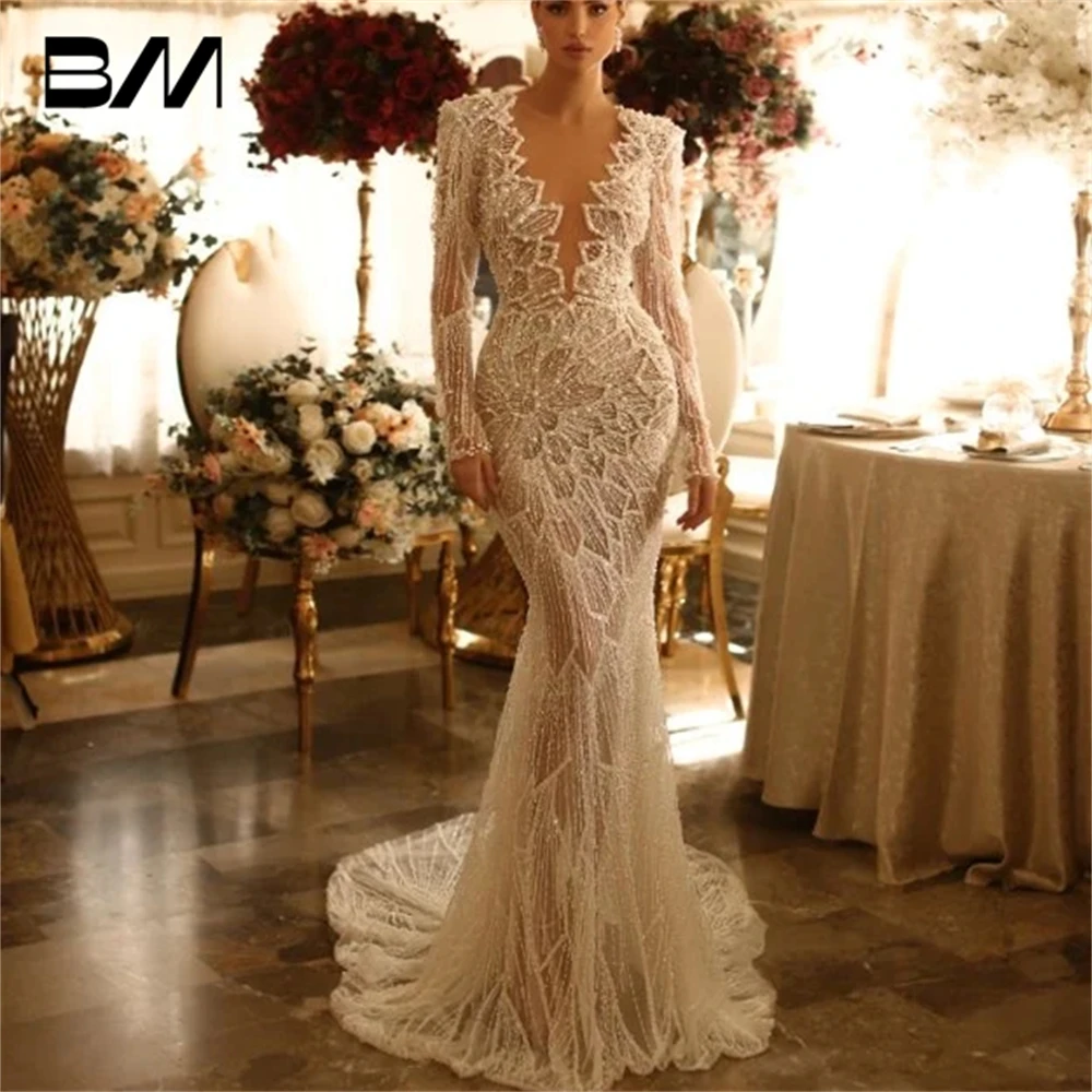 Luxury Embroidery Pearls Wedding Dresses For Women 2024 Long Illusion Sleeves Exquisite Bridal Gown Custom Made
Luxury Embroidery Pearls Wedding Dresses For Women 2024 Long Illusion Sleeves Exquisite Bridal Gown Custom Made