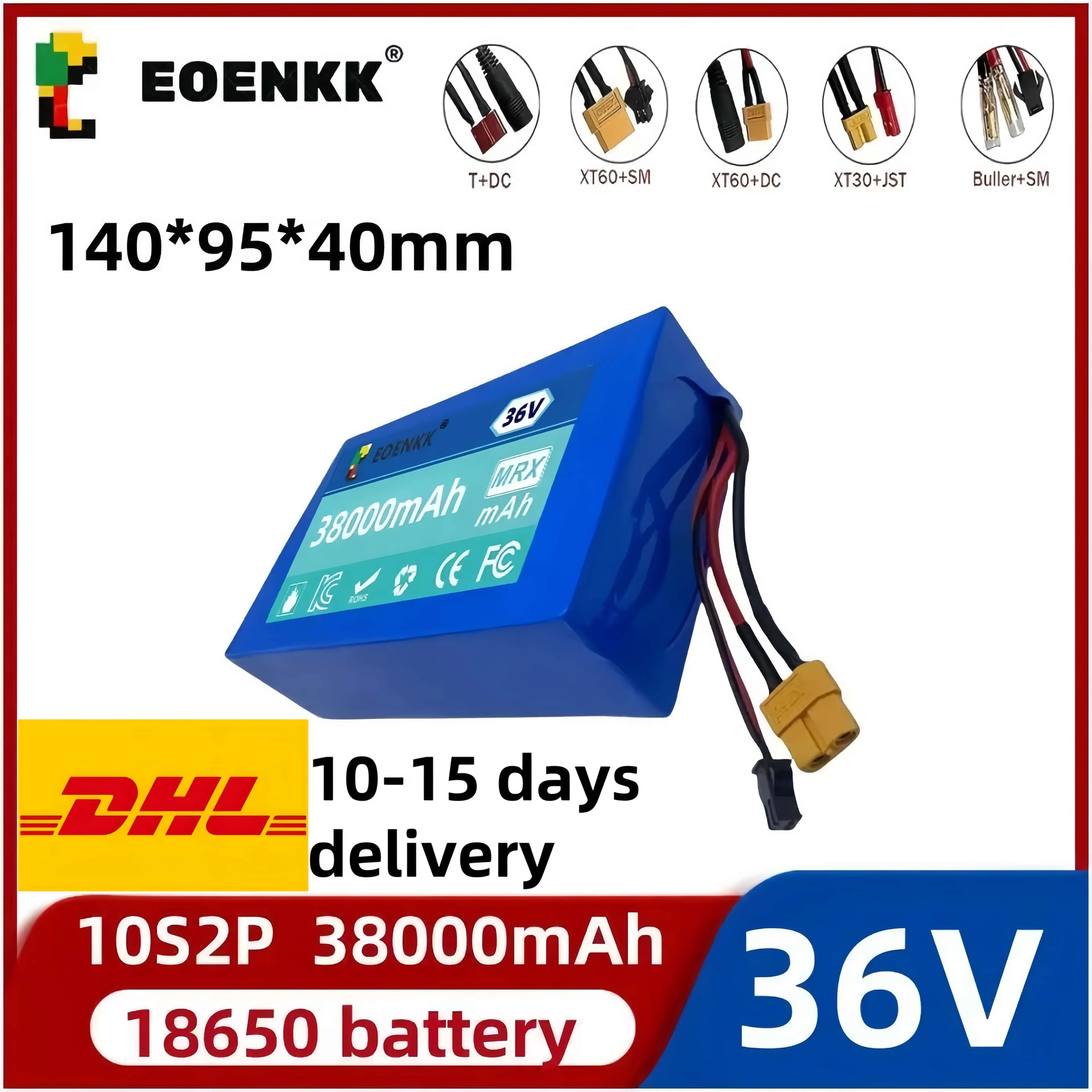 36V 38Ah electric Battery 38Ah 10S2P 18650 Lithium Battery Pack 550W 38000mAh 42V City Coco Cooter Vehicle Battery with BMS
36V 38Ah electric Battery 38Ah 10S2P 18650 Lithium Battery Pack 550W 38000mAh 42V City Coco Cooter Vehicle Battery with BMS