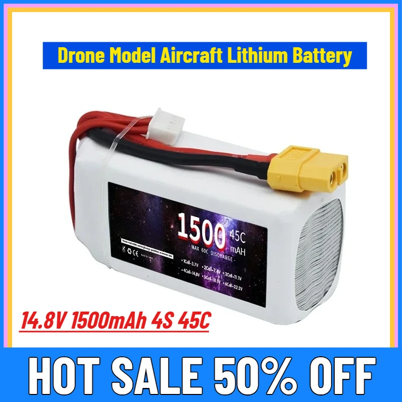 14.8V 1500mAh 4S 45C FPV Drone Model Aircraft Lithium Battery Remote Control Car Aerial Photography Drone Battery
14.8V 1500mAh 4S 45C FPV Drone Model Aircraft Lithium Battery Remote Control Car Aerial Photography Drone Battery