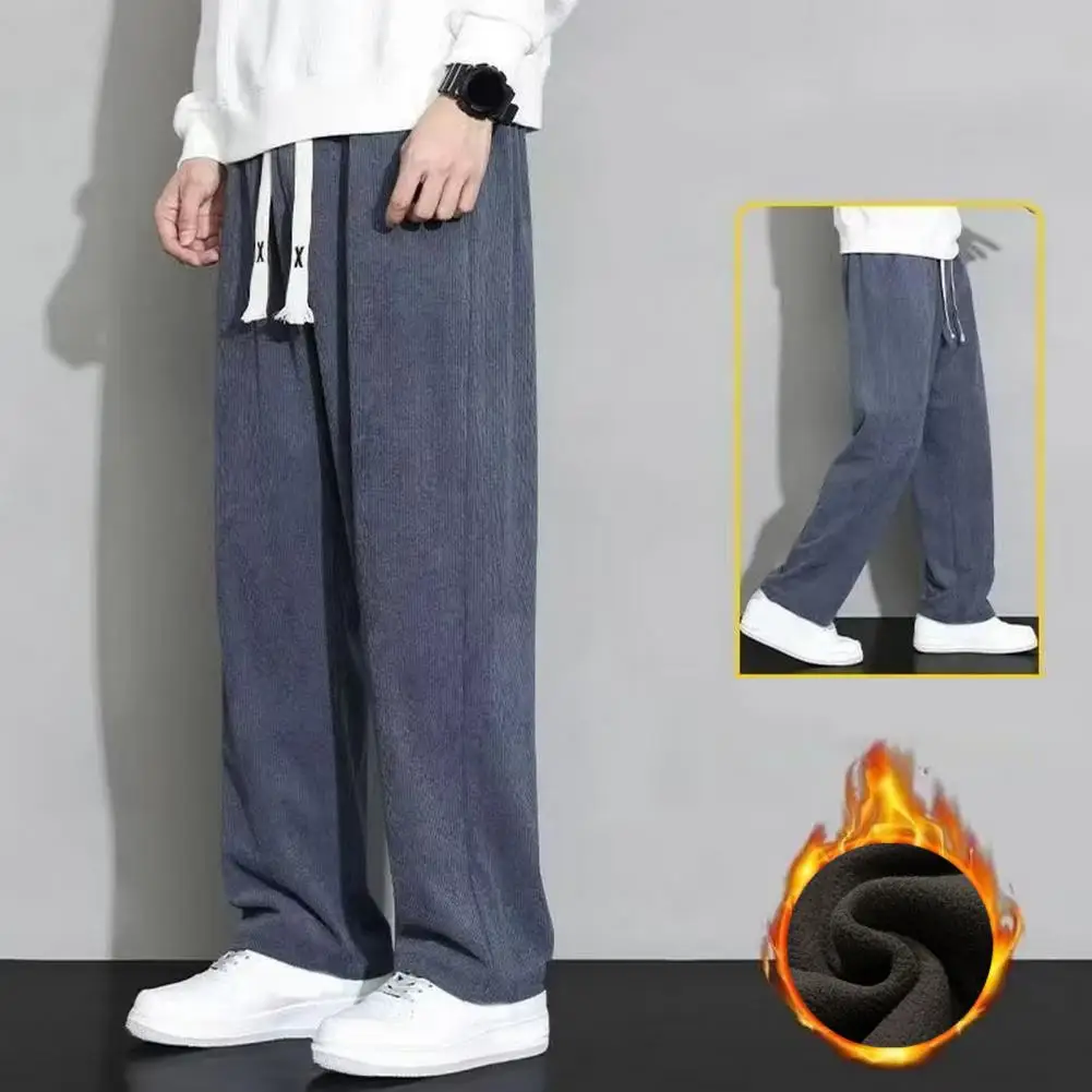 Men Wide-leg Pants Men's Corduroy Pants with Elastic Waist Drawstring Loose Fit Trousers with Pockets Soft Straight Leg for Fall
Men Wide-leg Pants Men's Corduroy Pants with Elastic Waist Drawstring Loose Fit Trousers with Pockets Soft Straight Leg for Fall