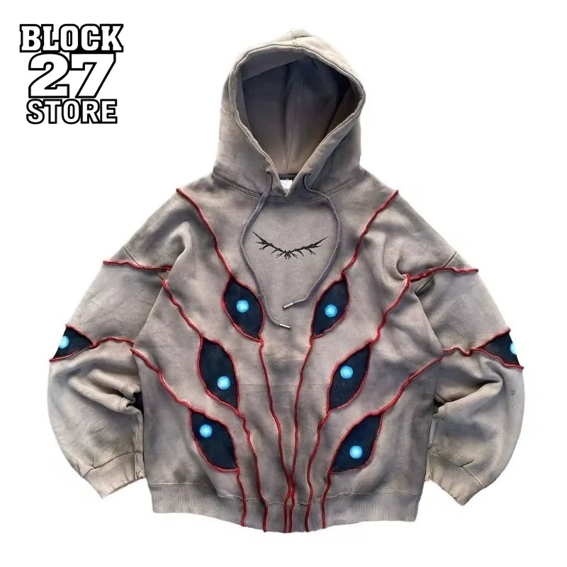 Mens Hoodie Harajuku American Dark Vintage Streetwear Heavy Eye Embroidery Pullover Hooded Sweatshirt Loose Fit Wasteland Unisex
Mens Hoodie Harajuku American Dark Vintage Streetwear Heavy Eye Embroidery Pullover Hooded Sweatshirt Loose Fit Wasteland Unisex