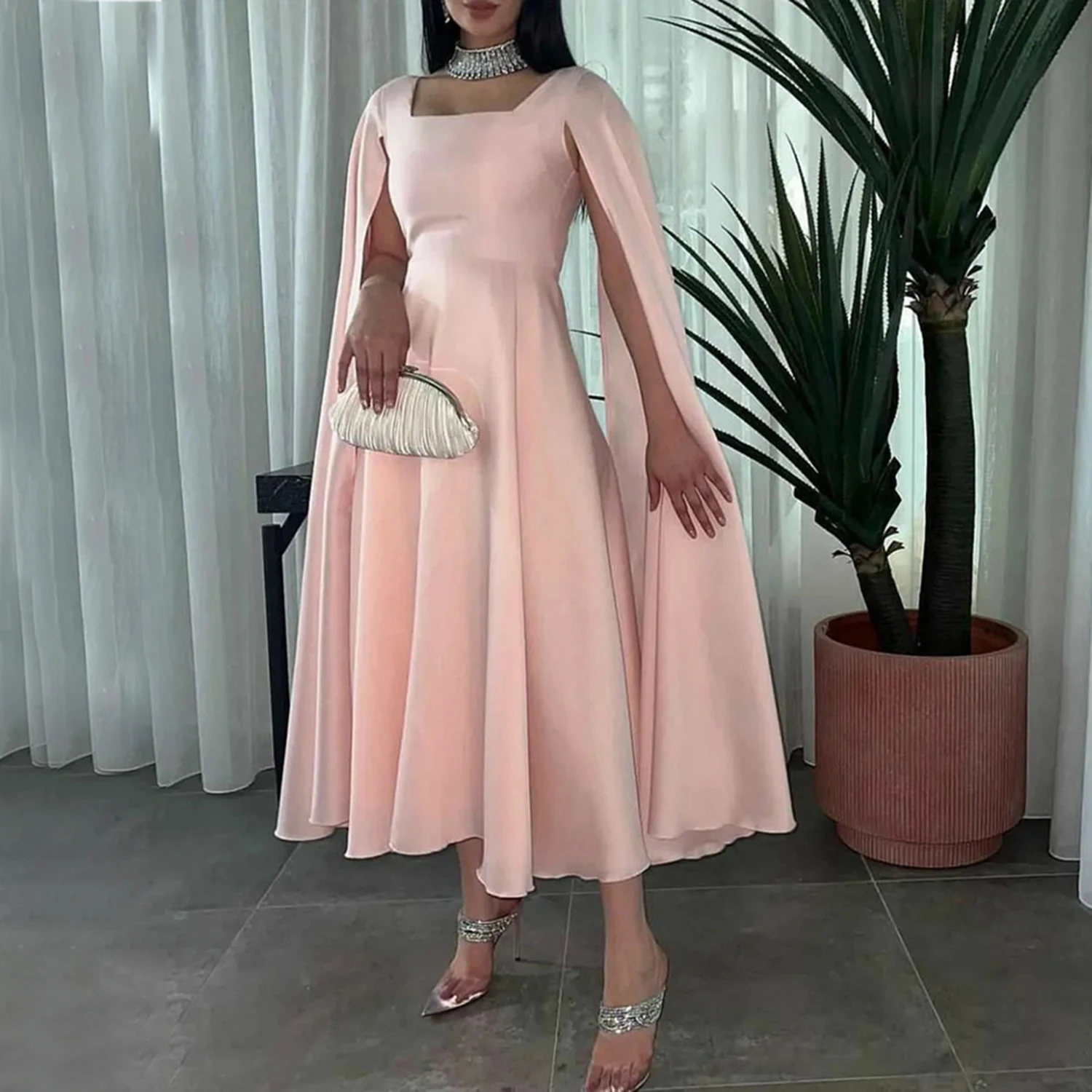 Banquet Wedding Dress A-line Square Neck Long Sleeve Mid-Calf Dress for Banquet Party Vacation Prom
Banquet Wedding Dress A-line Square Neck Long Sleeve Mid-Calf Dress for Banquet Party Vacation Prom