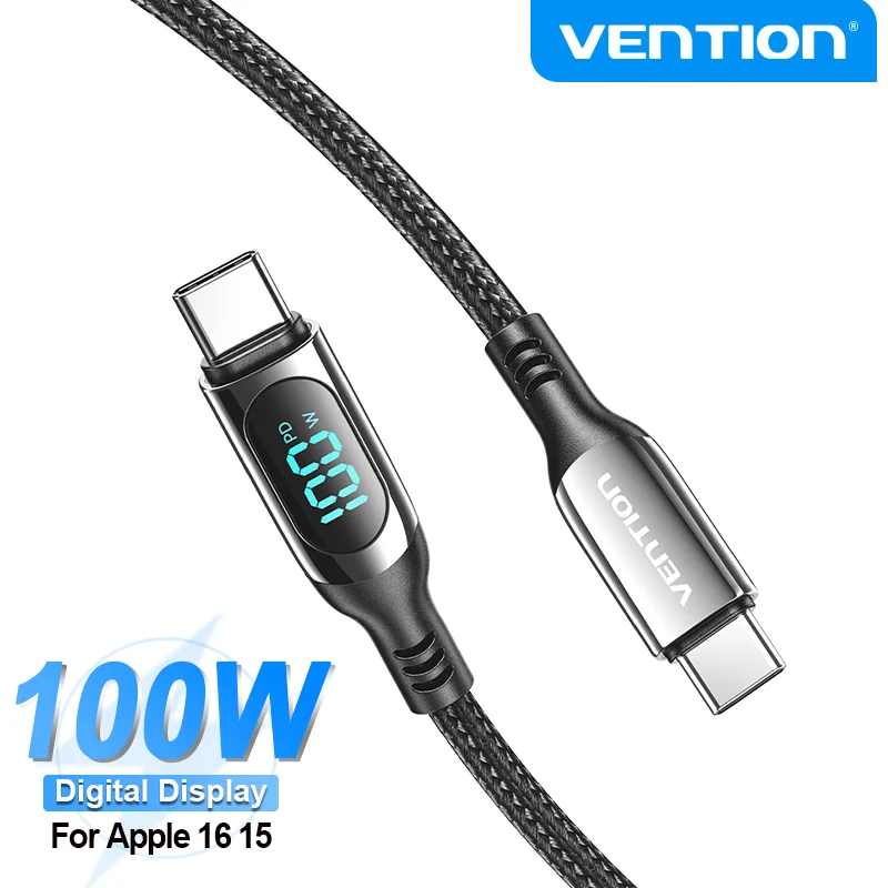 Кабель для передачи данных Vention PD 100 Вт USB Type-C с цифровым дисплеем, кабель для быстрой зарядки для iPhone 16 15 Samsung Galaxy S24 Macbook
Кабель для передачи данных Vention PD 100 Вт USB Type-C с цифровым дисплеем, кабель для быстрой зарядки для iPhone 16 15 Samsung Galaxy S24 Macbook