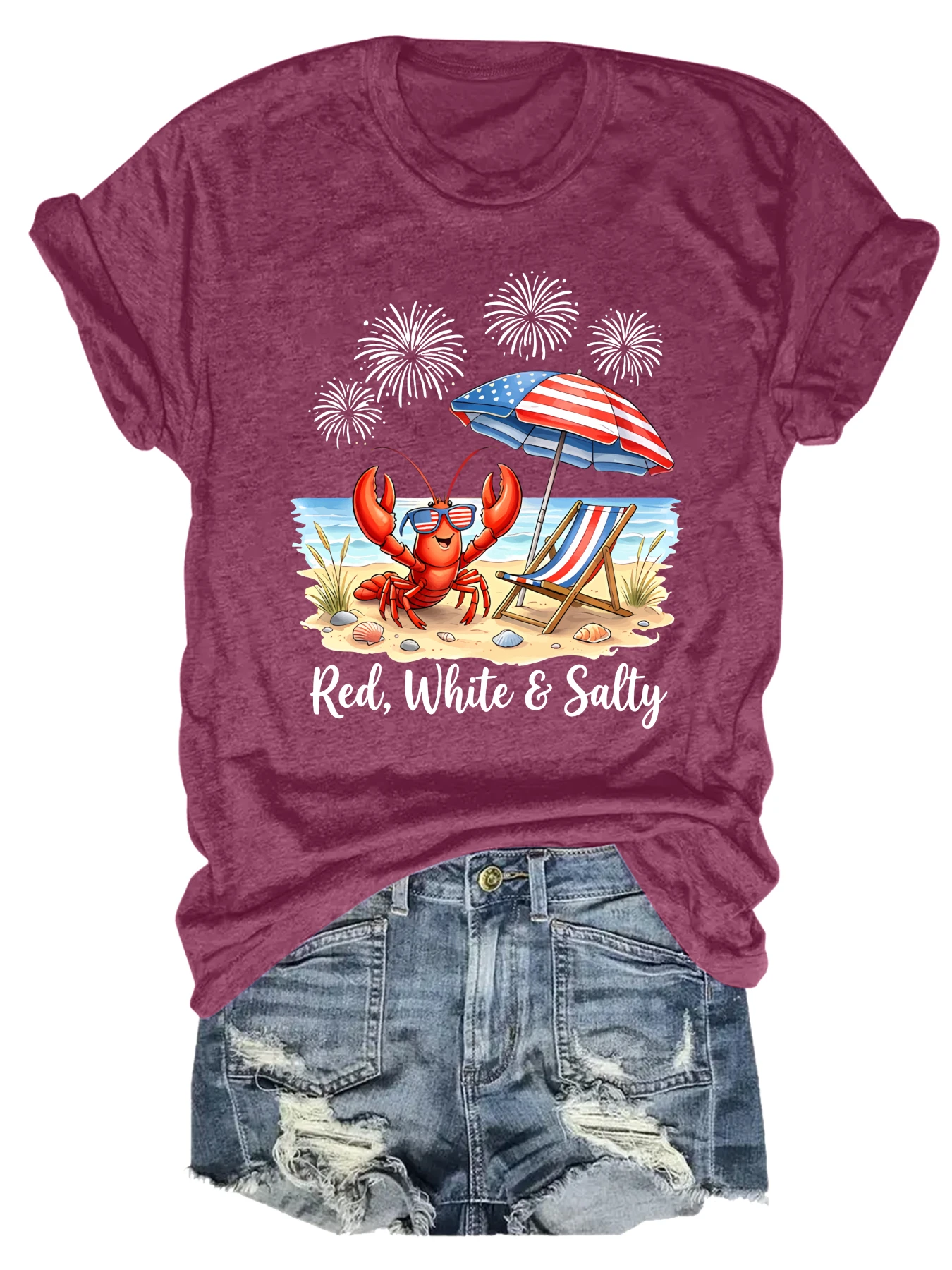 Plus size women's short sleeve T-shirt Lobster Beach Umbrella Fireworks Stars comfortable soft fabric summer outfit women's
Plus size women's short sleeve T-shirt Lobster Beach Umbrella Fireworks Stars comfortable soft fabric summer outfit women's