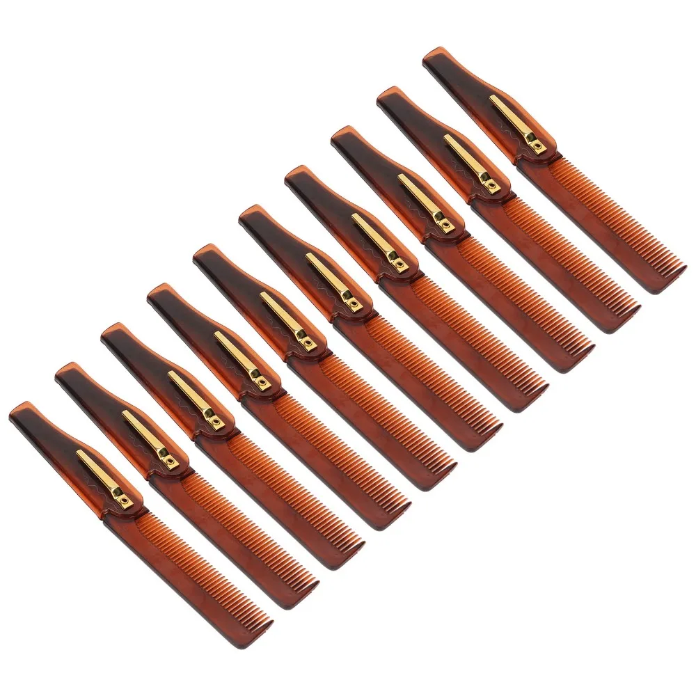 10pcs Portable Amber Finish Folding Pocket Comb Gold Buckle Brown Fine Tooth Comb Handmade Comb Daily Grooming
10pcs Portable Amber Finish Folding Pocket Comb Gold Buckle Brown Fine Tooth Comb Handmade Comb Daily Grooming