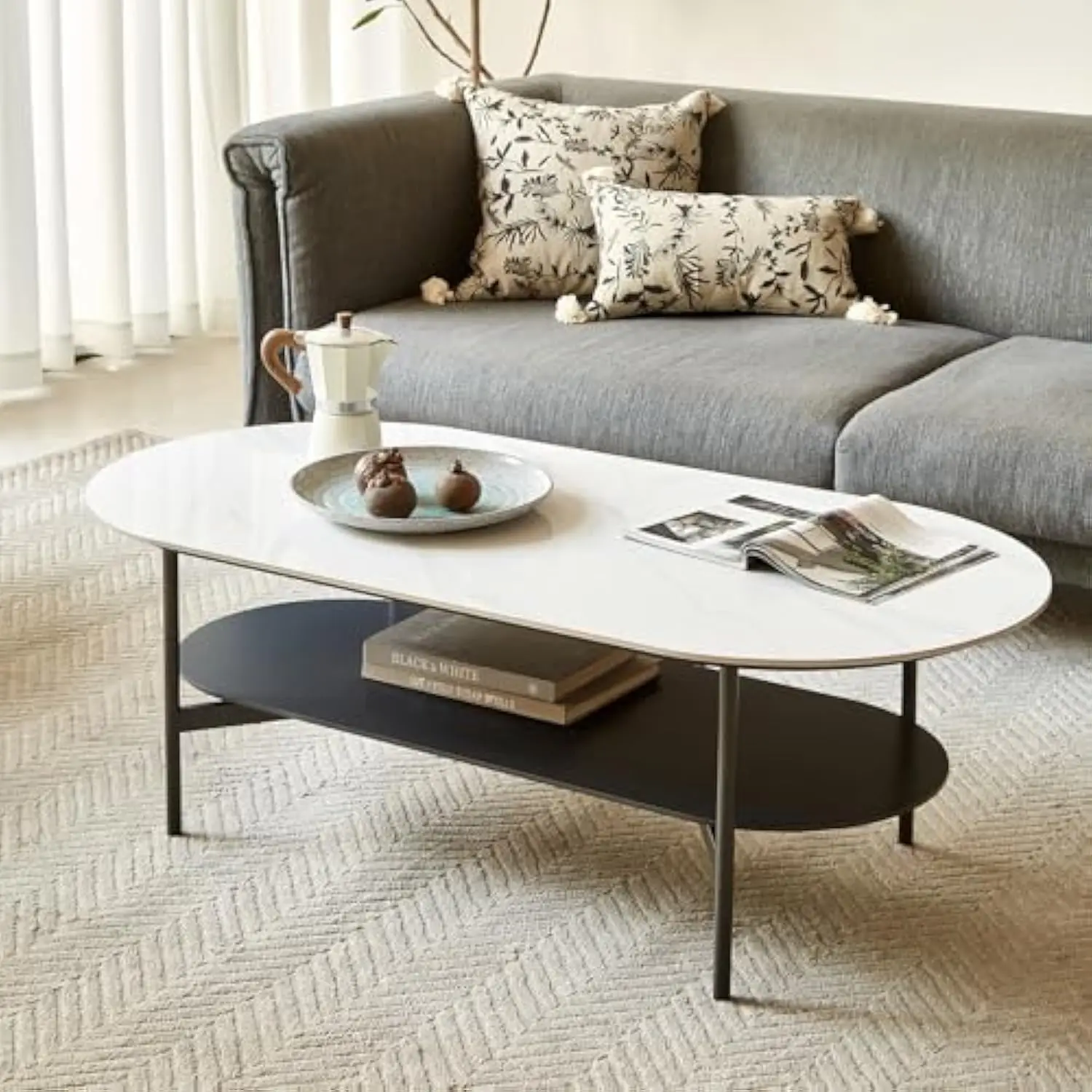 Coffee Table, Modern Center Table for Living Room,Small White Faux Marble Tables Set of 2,2-Tier Circle Accent Coffee Table +
Coffee Table, Modern Center Table for Living Room,Small White Faux Marble Tables Set of 2,2-Tier Circle Accent Coffee Table +