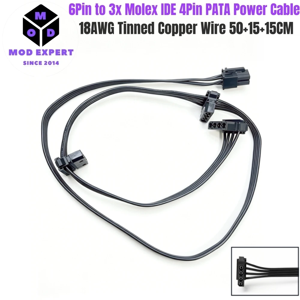 6Pin to 3 Molex Angled, PERIPHERAL PATA IDE 4Pin Power Cable for Corsair RM1000, RM850, RM750, RM650, RM550, RM450 Modular Power
6Pin to 3 Molex Angled, PERIPHERAL PATA IDE 4Pin Power Cable for Corsair RM1000, RM850, RM750, RM650, RM550, RM450 Modular Power
