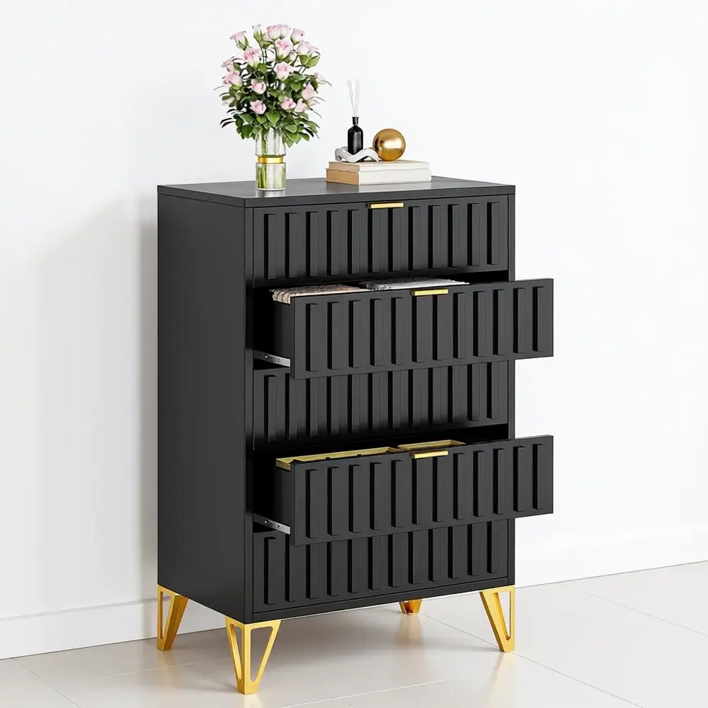 5 Drawer Dresser & Chests of Drawers, Metal Frame, Entryway, Hallway, Black
5 Drawer Dresser & Chests of Drawers, Metal Frame, Entryway, Hallway, Black