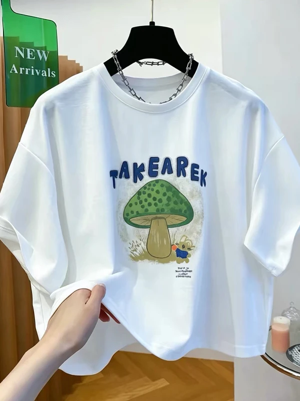 Loose High Waist Short Sleeve T-Shirt Women's Summer Casual Style Breathable Cotton Print Top Age-Defying Base Shirt
Loose High Waist Short Sleeve T-Shirt Women's Summer Casual Style Breathable Cotton Print Top Age-Defying Base Shirt