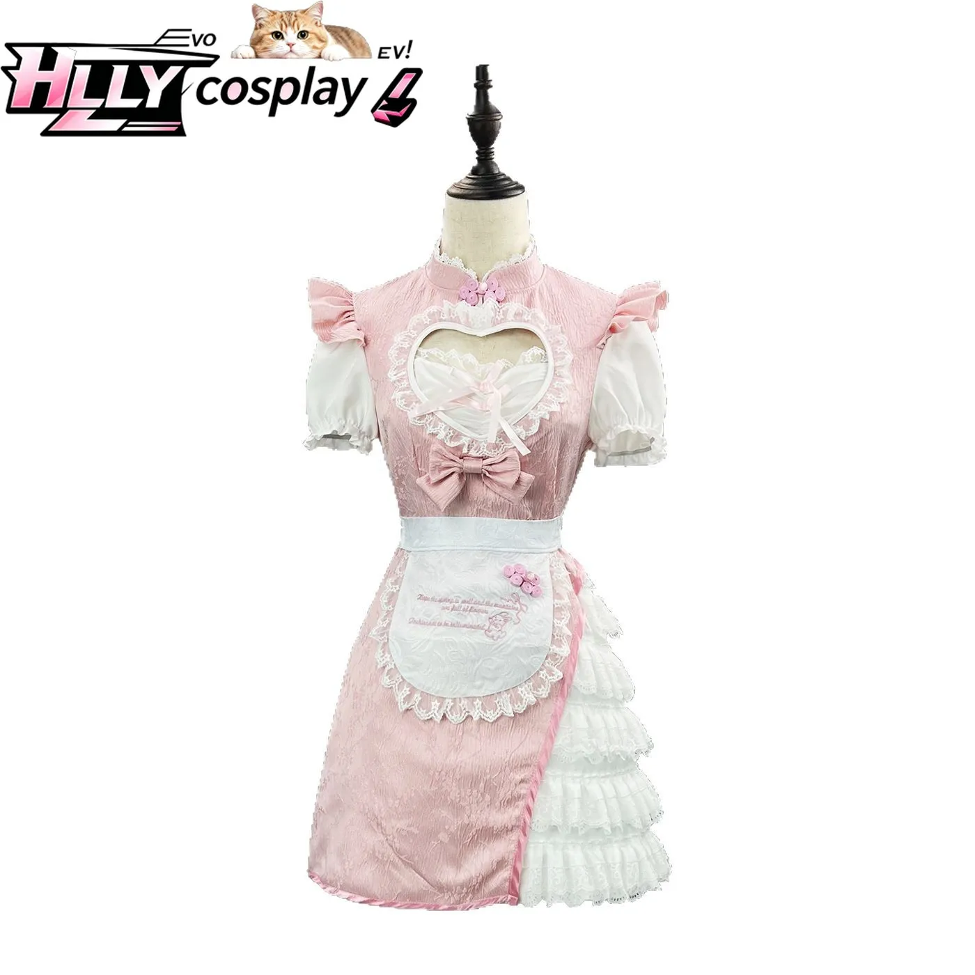 Sweet Chinese Style Lolita Maid Dress Cosplay Costume Pink Heart Cutout Bow with Ruffled Lace for Halloween Masquerade Party
Sweet Chinese Style Lolita Maid Dress Cosplay Costume Pink Heart Cutout Bow with Ruffled Lace for Halloween Masquerade Party
