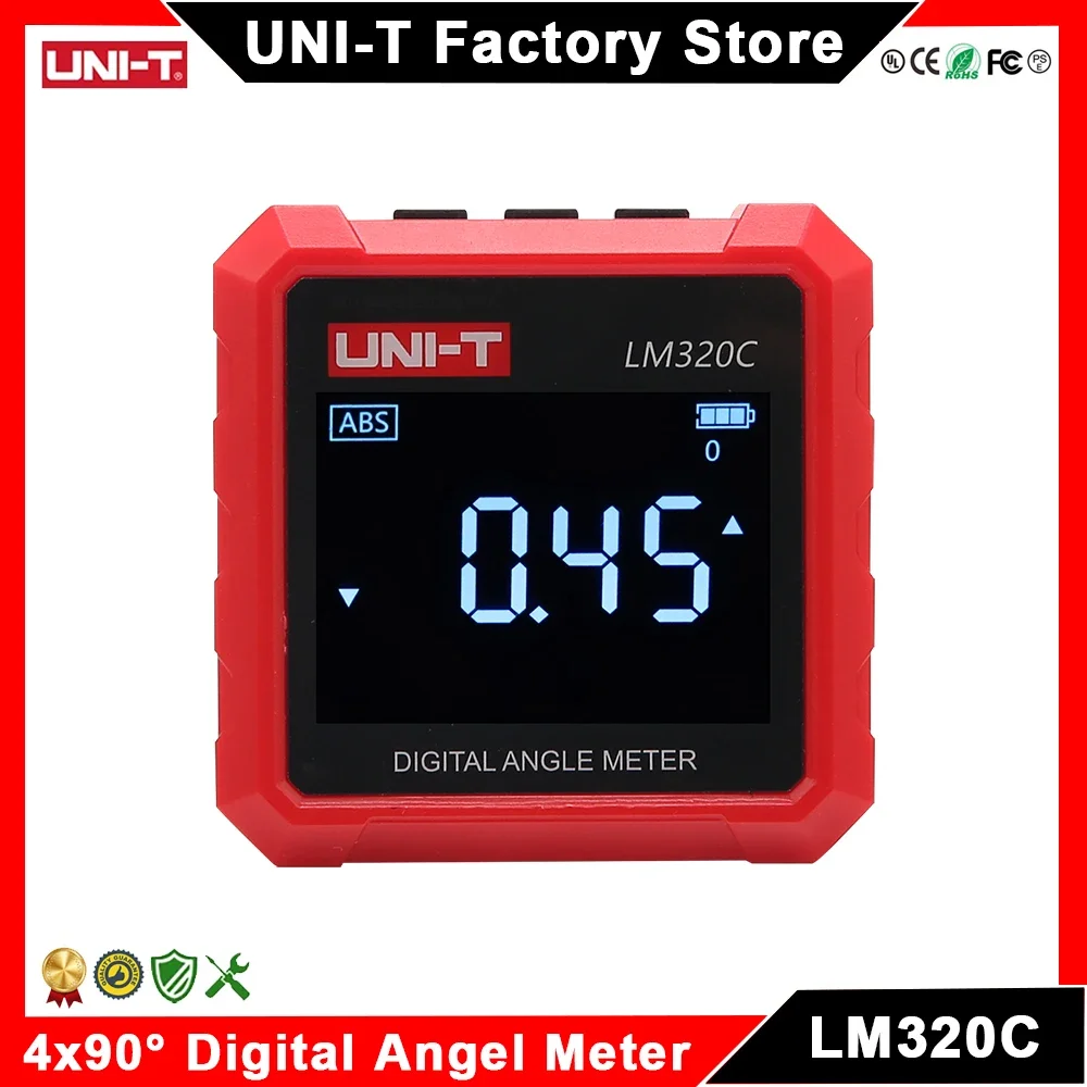 UNI-T LM320C Digital Angle Meter Relative & Absolute Angle Measurement 4x90° Inclinometer 3 Side Magnetic Electronic Goniometer
UNI-T LM320C Digital Angle Meter Relative & Absolute Angle Measurement 4x90° Inclinometer 3 Side Magnetic Electronic Goniometer