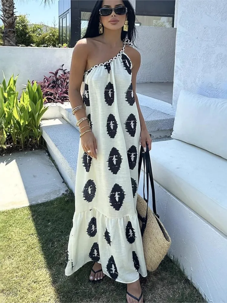 Women Holiday Dress For Women Summer Fashion Elegant Beach Bohemian Printed Vacation Loose Maxi Dresses With One Shoulder Strap
Women Holiday Dress For Women Summer Fashion Elegant Beach Bohemian Printed Vacation Loose Maxi Dresses With One Shoulder Strap