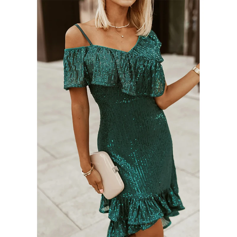 Plus Size Sexy Off-Shoulder V-Neck Women’s Dress Short Sleeve Sequins Ruffle Slim Fit Irregular Hem Summer Party Evening Dresses
Plus Size Sexy Off-Shoulder V-Neck Women’s Dress Short Sleeve Sequins Ruffle Slim Fit Irregular Hem Summer Party Evening Dresses