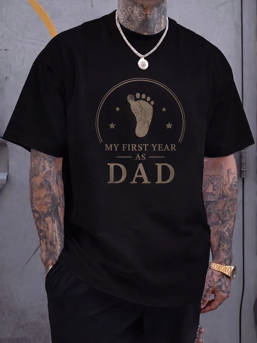 Men Graphic t Shirt Short Sleeve Classic Fit First Year Dad Footprint Vintage Print Dad Tee Streetwear Casual Gift for New
Men Graphic t Shirt Short Sleeve Classic Fit First Year Dad Footprint Vintage Print Dad Tee Streetwear Casual Gift for New