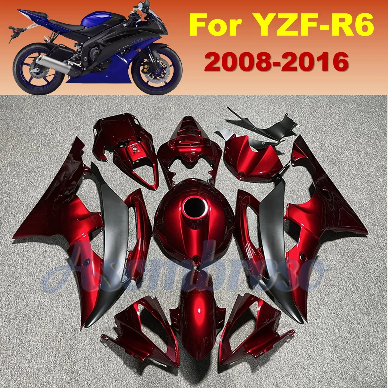 Fit for YAMAHA YZFR6 2008 2009 2010 2012 2011 2013 2014 2015 2016 Full Bodywork YZF-R6 ABS Injection Fairing kit | Cherry Red
Fit for YAMAHA YZFR6 2008 2009 2010 2012 2011 2013 2014 2015 2016 Full Bodywork YZF-R6 ABS Injection Fairing kit | Cherry Red
