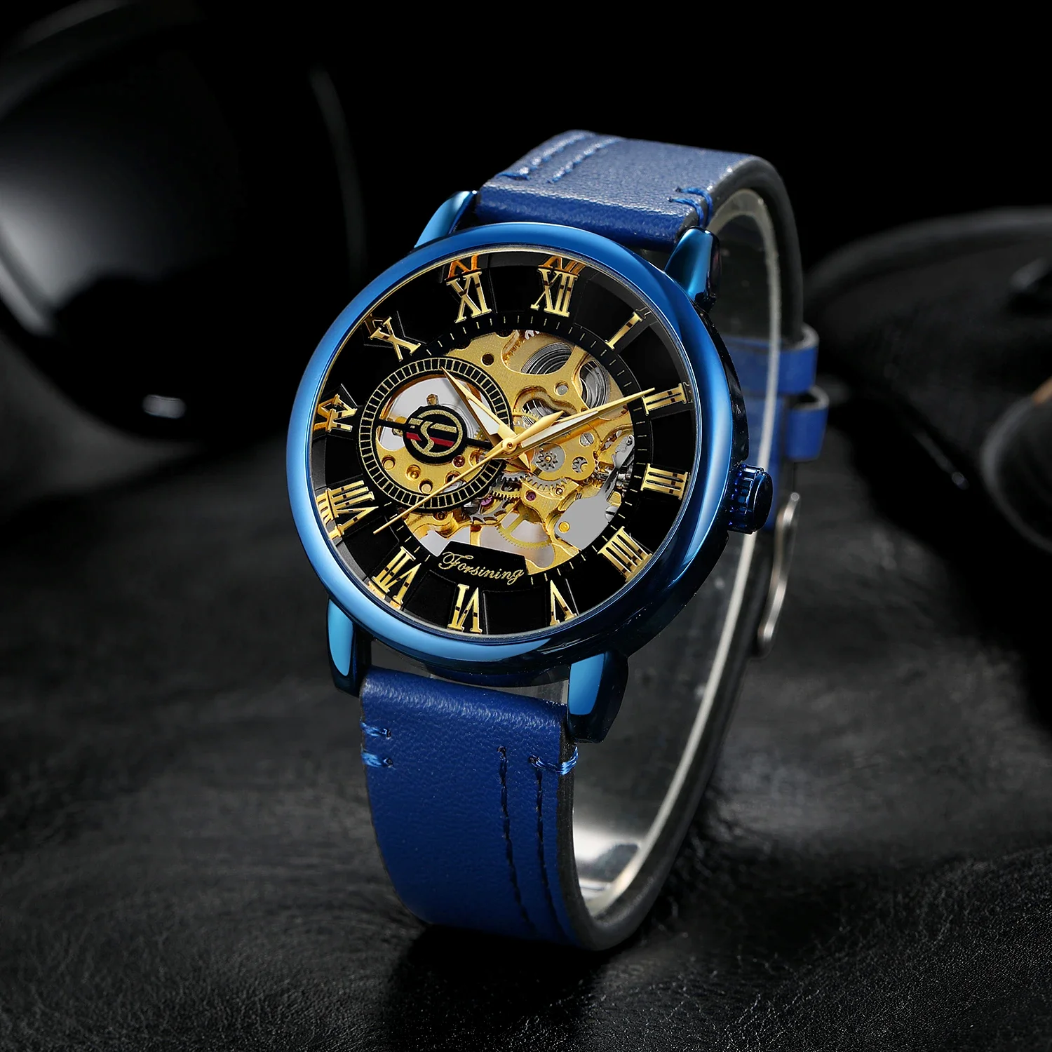 FORSINING blue mechanical watch circular hollow mechanical movement watch men's and women's wrist leather band
FORSINING blue mechanical watch circular hollow mechanical movement watch men's and women's wrist leather band