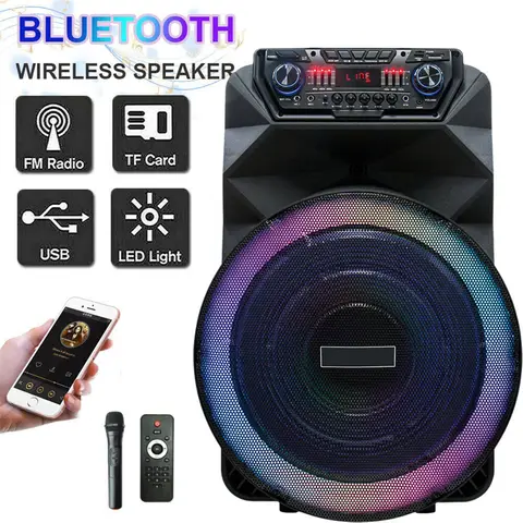 Altoparlante portatile per feste Bluetooth da 4500 W Subwoofer da 18 pollici Sistema audio per bassi pesanti Dj Karaoke Altoparlante ricaricabile con luce a LED