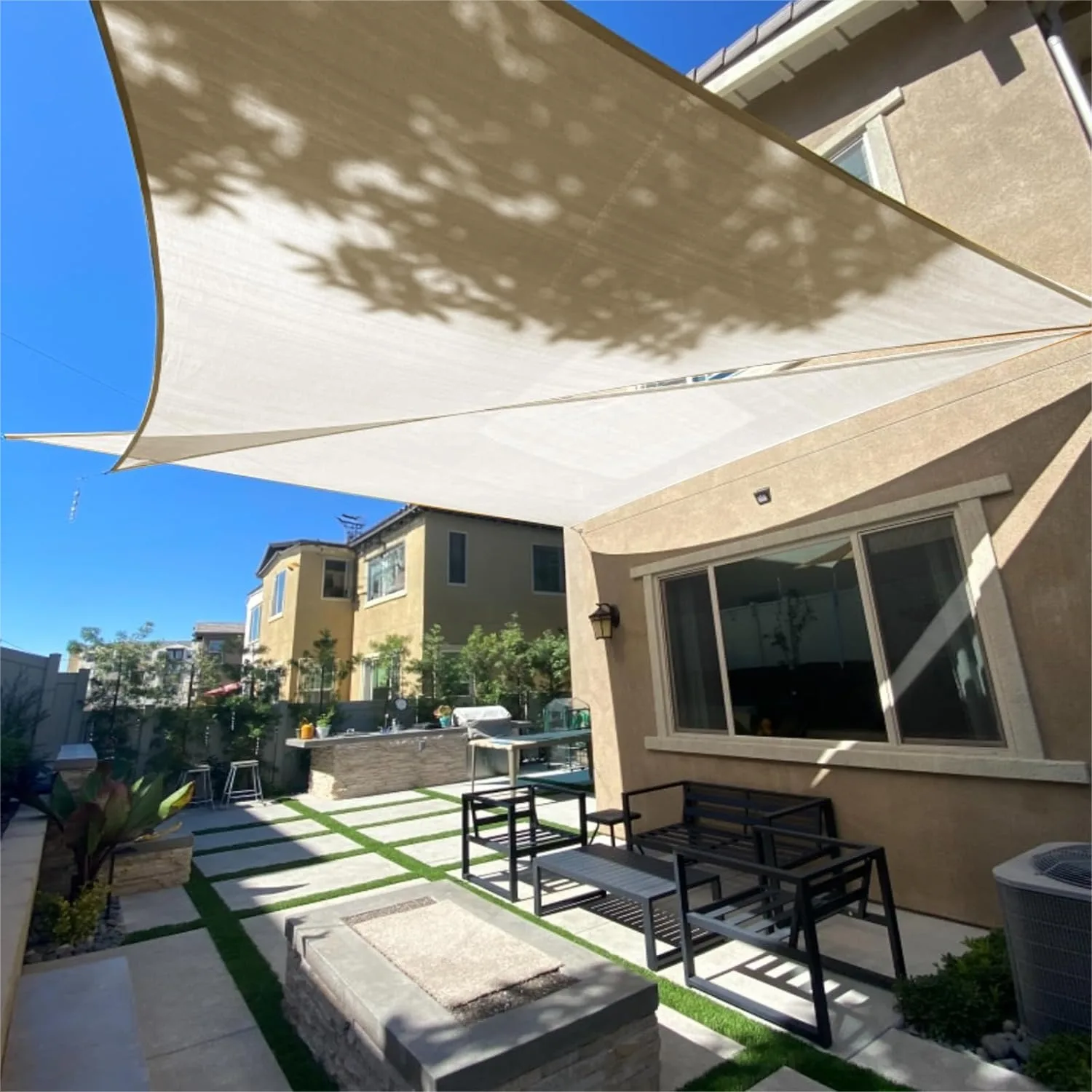 Triangle Sun Shade Sail 12x12x12 ft Butter Cream Canopy UV Block Permeable Sunshade for Patio Backyard
Triangle Sun Shade Sail 12x12x12 ft Butter Cream Canopy UV Block Permeable Sunshade for Patio Backyard